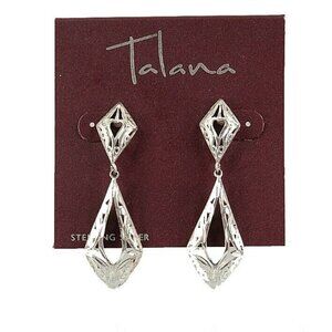 Talana Sterling Silver $55 Sz 2" 4.82 Gr Cut Out Dangle Pierce Earrings